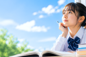 Girl looking to the future