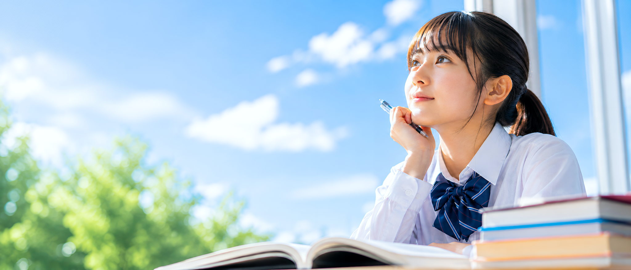 Girl looking to the future